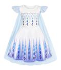 Fantasia de princesa Vestido Snow Queen com capa para meninas de 2 a 3 anos