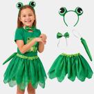 Fantasia de Sapo Infantil pra Menina Kit com Saia Brilhante Tiara Gravata e Rabinho