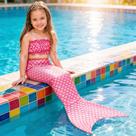 Fantasia de Sereia Infantil Rosa de Carnaval Com Cauda e Top
