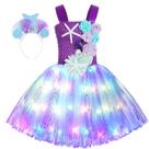 Fantasia de sereia Koatobbor Girls com luz LED de 3 a 8 anos