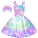 Fantasia de sereia Koatobbor Girls com luz LED de 3 a 8 anos