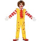 Fantasia de Terror Infantil pra Meninos de Halloween Roupa de Palhaço Assassino Cosplay Amarelo e Vermelho