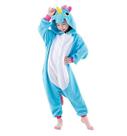 Fantasia De Unicornio Macacão Infantil Kingurumi Azul e Branco Unissex