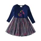 Fantasia De Unicórnio Para Meninas, Vestido Casual De Manga Longa Com Estrelas Brilhantes, Vestido
