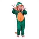 Fantasia Dinossauro Infantil Verde Longo Com Capuz e Rabo GG 13 - 16