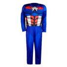 Fantasia Do Capitão América Infantil Super Herói C/ Músculos