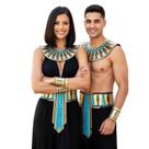 Fantasia Egípcia Cleopatra Faraó Kit 4 Peças Unissex Festa Temática Carnaval - Tamanho 42/44