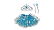 Fantasia elsa frozen saia tiara presilha festas