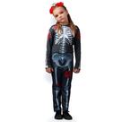 Fantasia Esqueletinha Halloween Infantil Caveira Mexicana Com Coroa de Rosas