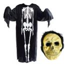 Fantasia Esqueleto Caveira +Máscara Festa Túnica Halloween Adulto Infantil