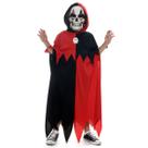 Fantasia Esqueleto Preto e Vermelho Túnica Infantil com Máscara - Halloween Fantasia Esqueleto Preto e Vermelho Túnica Infantil com Máscara - Halloween