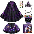 Fantasia Fedio Spider Witch, capa e tutu iluminado para meninas