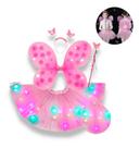 Fantasia Feminina Adulta Infantil Com Led Asas Varinha 40 Cm