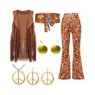 Fantasia Feminina Hippie Disco Anos 60 E 70 Paz E Amor Com Franjas Indianas Para Festa De Halloween