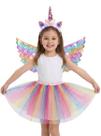 Fantasia feminina infantil UNICORNIO com asas saia e tiara com led