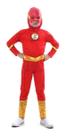 Fantasia Flash Luxo Infantil Longa Com Máscara Capuz Cinto