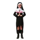 Fantasia Freira Infantil de Halloween Com Sangue e Véu