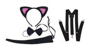 Fantasia gatinha gato preto carnaval halloween - 4pçs