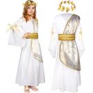 Fantasia Geyoga Carnival Greek Toga Girls com folha de coroa romana