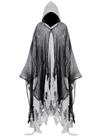Fantasia Geyoga Halloween Grim Reaper, capa assustadora de Halloween, fantasia de bruxa, capa com capuz para adultos, adereços de cosplay (cinza, L)