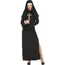 Fantasia Halloween Feminina Adulta Freira Valak do Mal de Luxo Vestido Preto Longo com Véu