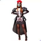 Fantasia Halloween Feminina Rainha Caveira Mexicana de Luxo P 34 - 36