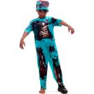 Fantasia Halloween Infantil Menino Médico Zumbi Macacão Longo Sangue e Touca de Cirurgião