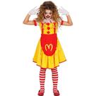 Fantasia Halloween Infantil pra Menina Palhaça Assassina Hambúrguer Terror Vestido Amarelo com Sangue