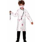 Fantasia Halloween Infantil pra Meninos Dentista Zumbi Jaleco Medico e Máscara com Sangue