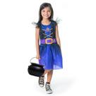 Fantasia Hallowen Infantil Menina Vestido Bruxa c/ Caldeirão Fantasia Hallowen Infantil Menina Vestido Bruxa c/ Caldeirão