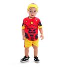 Fantasia Homem de Ferro Infantil Bebê Curta Com Gorro
