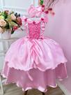 Fantasia Infantil Bela Adormecida e Aurora Rosa Chiclete super luxo festa RO0107RR