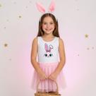 Fantasia Infantil Body Coelho Pascoa Branco e Rosa