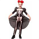 Fantasia Infantil de Halloween pra Meninas Caveira Mexicana Rainha Esqueleta de Luxo com Cauda
