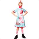 Fantasia Infantil de Halloween pra Meninas Vestido Enfermeira Nancy Zumbi Completa com Tiara e Meias Fantasia Infantil de Halloween pra Meninas Vestido Enfermeira Nancy Zumbi Completa com Tiara e Meias