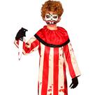 Fantasia Infantil de Halloween pra Meninos Roupa de Palhaço Assassino Sangrento Macacão Longo de Terror