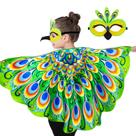 Fantasia infantil de pavão iRolewin, máscara 3D, capa emplumada