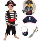 Fantasia Infantil de Pirata SP Funworld - com Espada, Tapa-Olho e Chapéu
