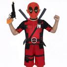 Fantasia Infantil Deadpool Com Arminha Duas Espadas e distintivo Fantasia Infantil Deadpool Com Arminha Duas Espadas e distintivo