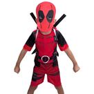 Fantasia Infantil Deadpool Com Mochila Ninja 2 Espadas