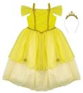 Fantasia Infantil Douvelin Princesa Amarela Com Tiara. Fantasia Infantil Douvelin Princesa Amarela Com Tiara.