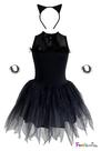Fantasia Infantil Gatinha Preta Com Tiara e Pulseirinhas - Fanfarrinha