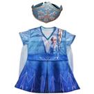 Fantasia Infantil Menina Frozen Elsa Com Tiara