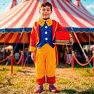 Fantasia Infantil Menino Palhaço Palhacinho de Circo Luxo Kit 4 Peças com Casaca Vermelha Calça Colete e Cartola