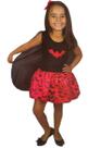 Fantasia Infantil Morceguinha Vestido Curto + Capa Halloween De 2 À 8 Anos