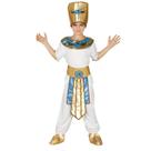 Fantasia Infantil pra Menino de Carnaval e Festa Roupa Faraó do Egito Egipicio com Coroa Branco e Dourado