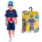 Fantasia Infantil Premium Capitão América com Mascara Roupa Curta Tamanho:M