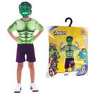 Fantasia Infantil Premium Hulk Heroi Marvel com Mascara Roupa Curta Tamanho:G
