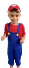 Fantasia Infantil Super Mário jardineira, camiseta e boné
