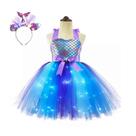 Fantasia Infantil Vestido Sereia Azul com Tiara